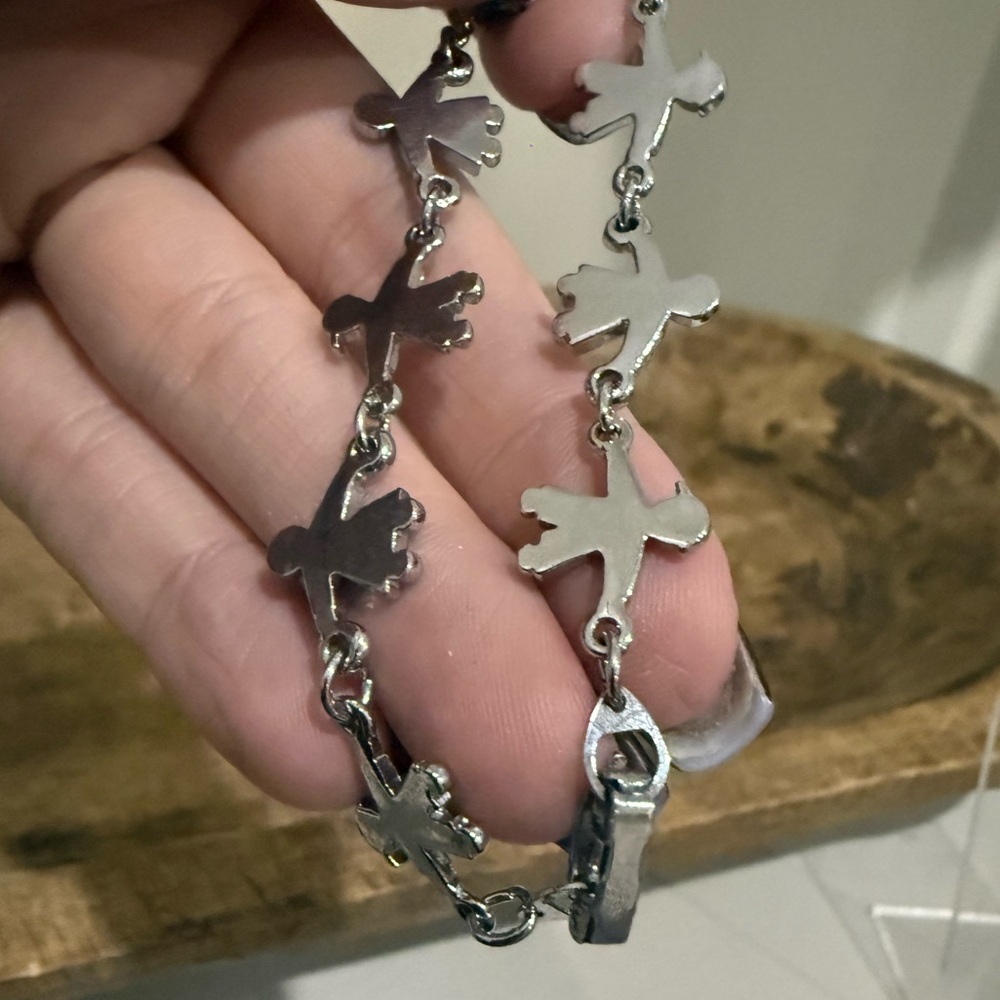 Silver Toned Faux Abalone Bracelet - Children Holding Hands - Picture 6 of 6